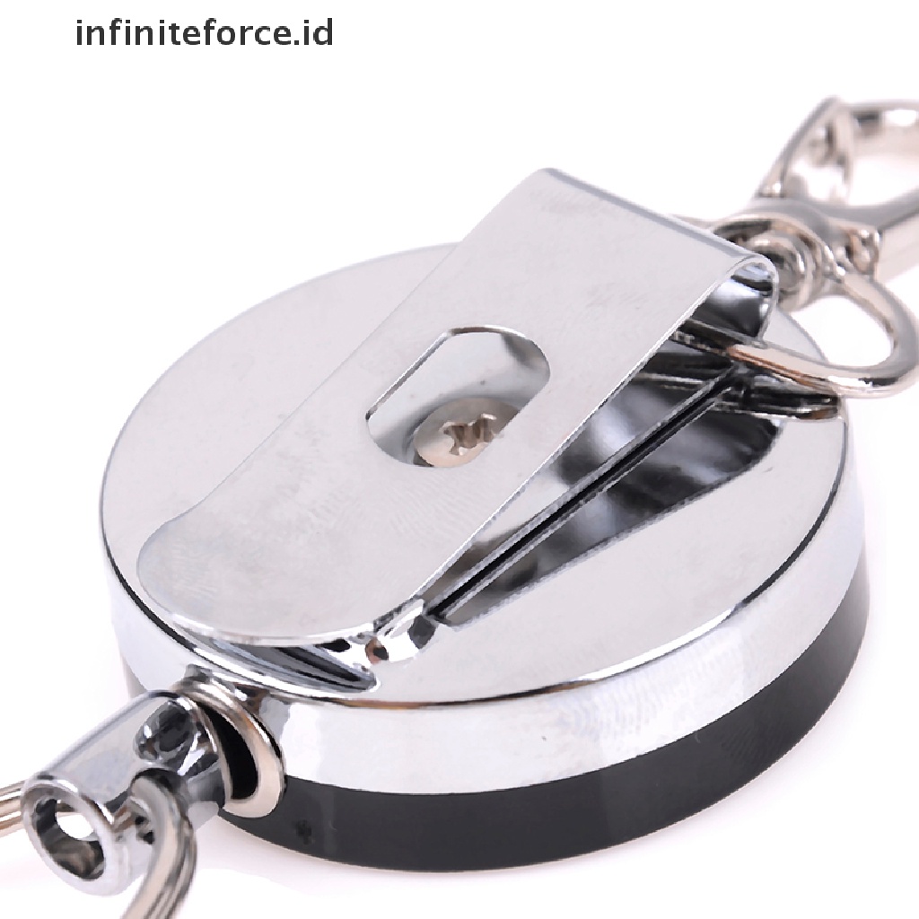 (Infiniteforce.Id) Gantungan Kunci Dengan Tali Kawat Elastis Retractable