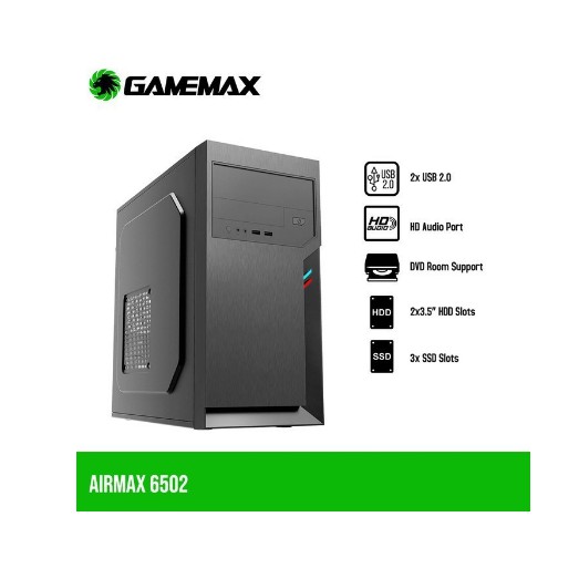 Gamemax Airmax 6502 Black Include Psu 500W - Micro ATX Pc Case