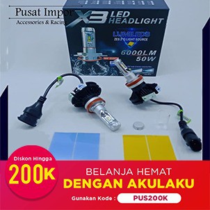 Lampu LED Headlamp Mobil H11 X3 Best Quality 3 Warna