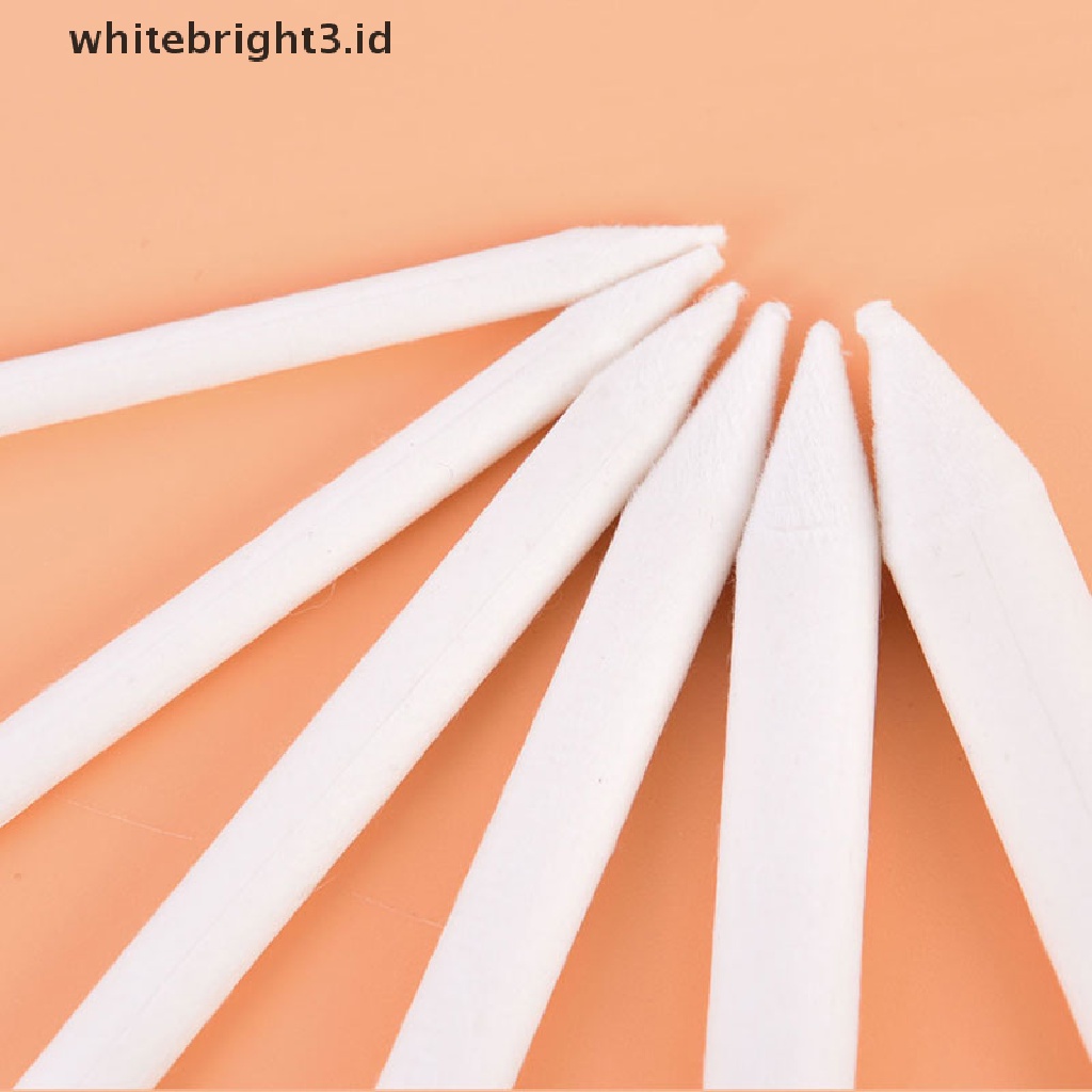 (whitebright3.id) 6pcs / set Stik Blending Smudge Stump Tortillon Warna Putih Untuk Sketsa / Gambar