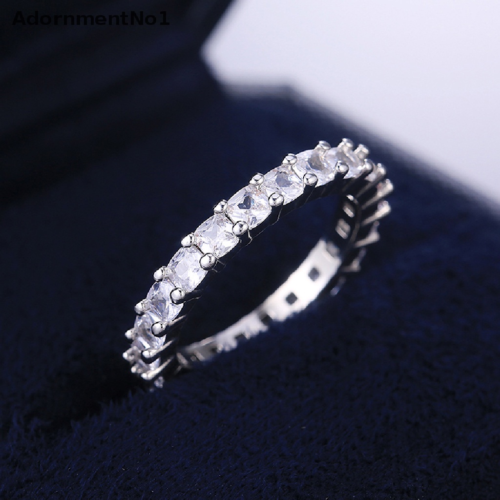 (AdornmentNo1) Cincin Kawin / Tunangan Aksen Kristal Zircon Untuk Perhiasan Wanita / Pesta