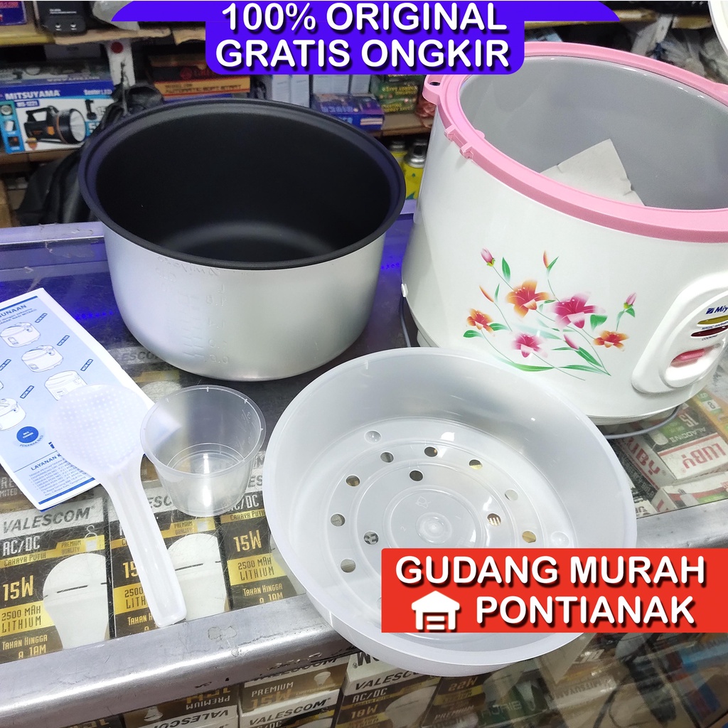 Ricecooker Miyako Anti Penyok dan Anti Karat MCM 507 Pink Bunga Magicom penanak nasi dan penghangat