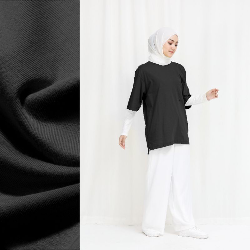 KAOS POLOS OVERSIZED T-SHIRT PRIA WANITA JET BLACK COLOUR