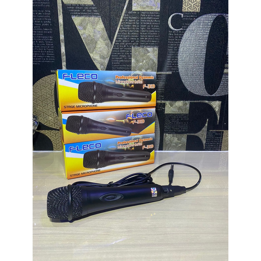 MINIGO New Microphone Kabel Fleco F-318 &amp; F319 Mic Kabel Fleco 318 - Mic Karaoke Murah Volume