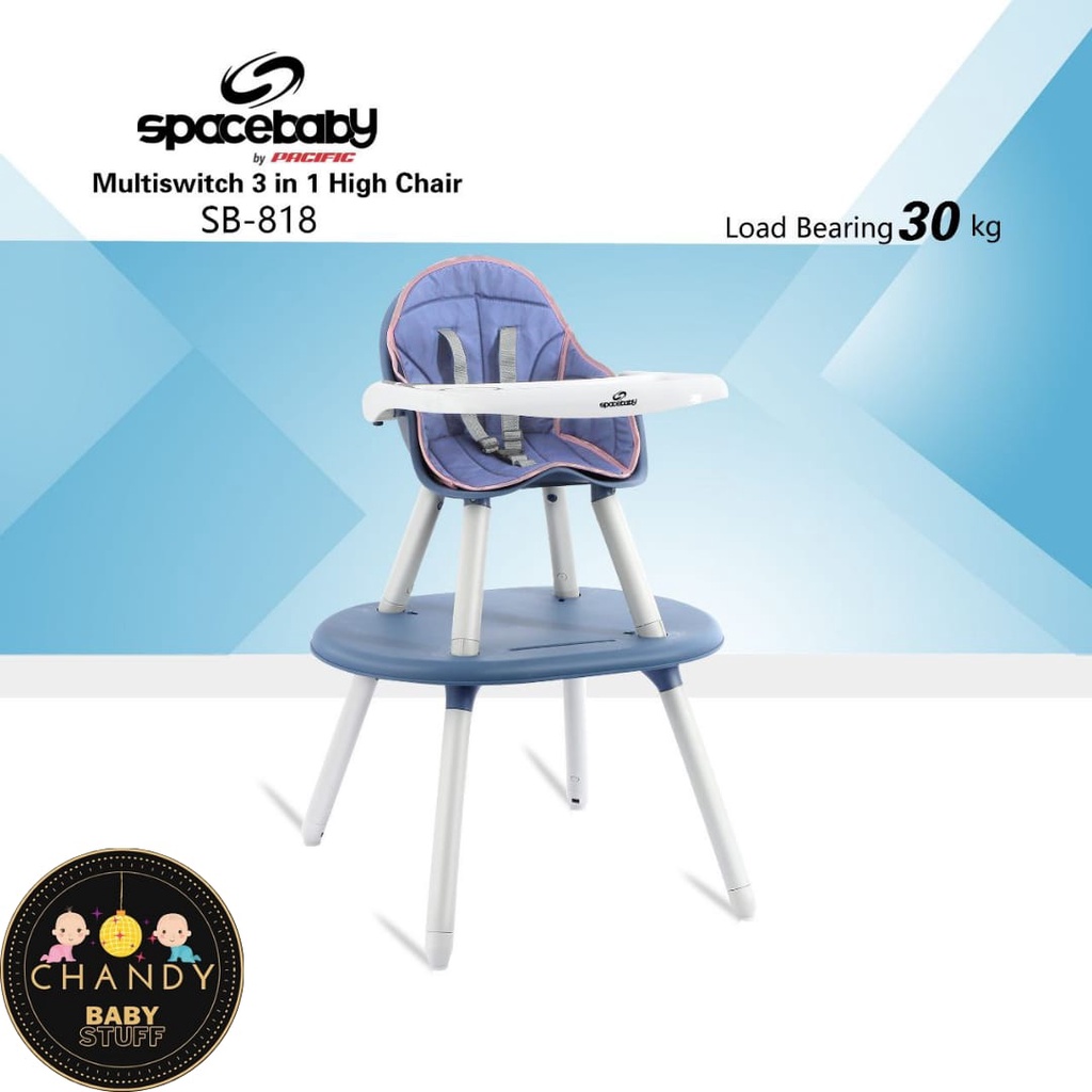 KURSI MAKAN BAYI HIGH CHAIR SPACE BABY MULTI SWITCH 3IN1 SB 818