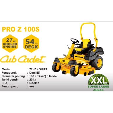 Mesin Potong Rumput Mobil ROVER CUB CADET PRO Z100 / Potong Rumput Mobil ROVER 27HP Kohler - Ride on Mower ROVER