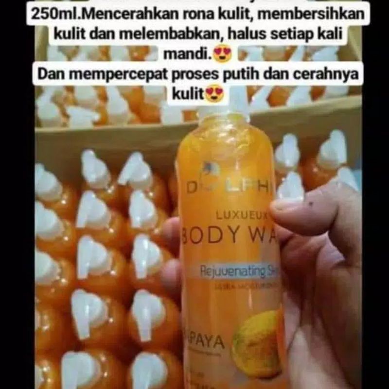 DHOLPIN BODY WASH PEPAYA 250ML  SABUN MANDI PEMUTIH DHOLPIN PEPAYA