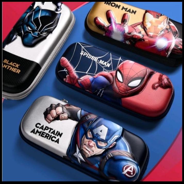 

3D Kotak Pensil Hard Case Superhero C.America Spiderman Ironman Black