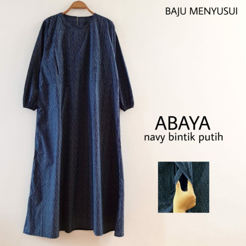 MAMIGAYA Baju Menyusui ABAYA  Gamis Hamil Menyusui Dress Maxi Hijab