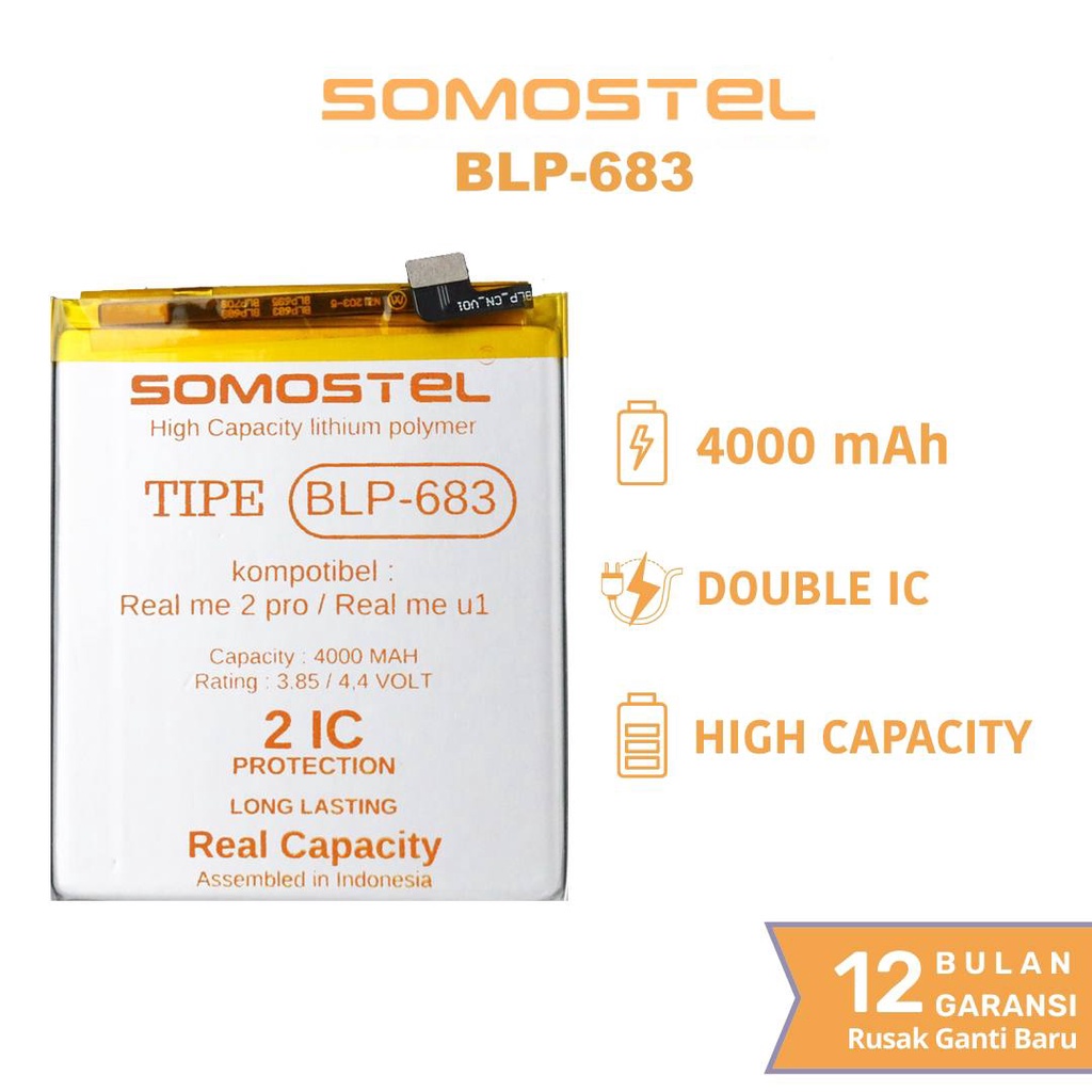 Somostel - BLP683 / BLP695 / BLP689 Realme 2 Pro / Realme U1 Baterai