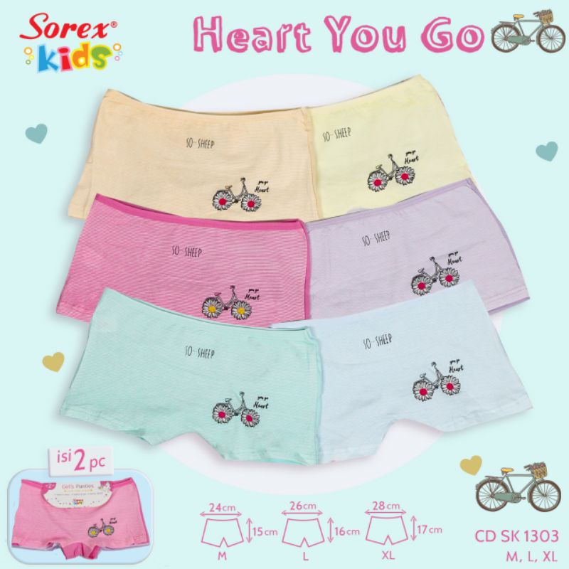 Sorex Kids SK 1303(M,L,XL)hot pant motif you go heart harga perpak/2biji