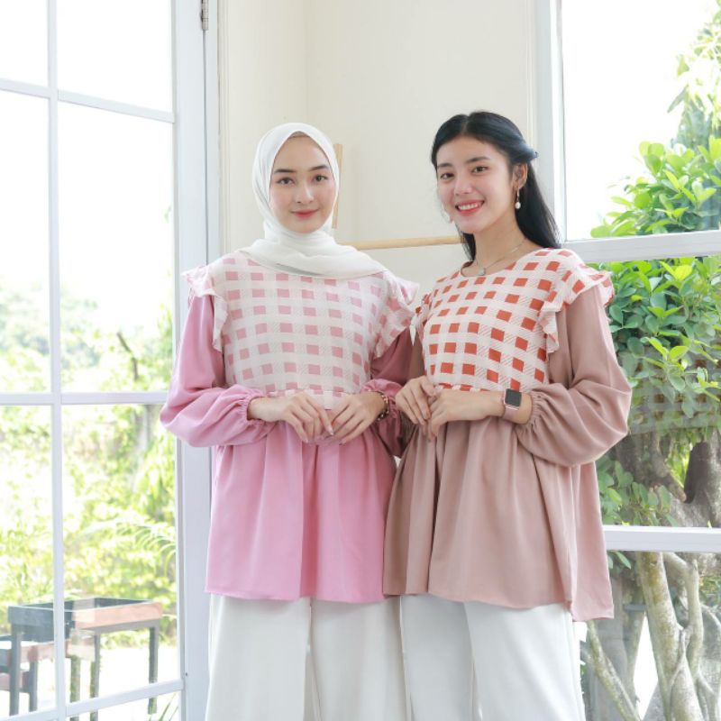 PAZAL TOP baju cewek kuliah atasan ruffle pakaian muslim wanita hijabers style korea kekinian trend 