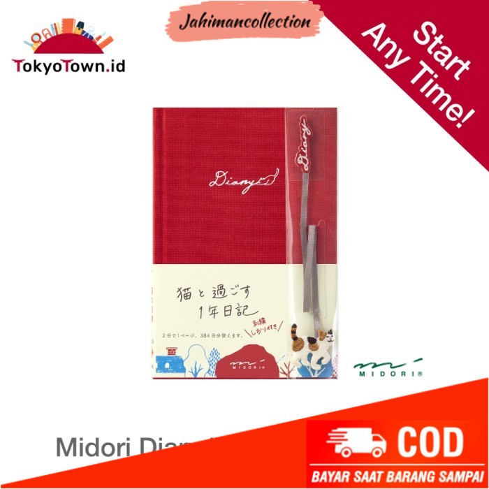 

✨ BISA COD ✨ Midori Diary “Cat”with Embroidered Bookmark