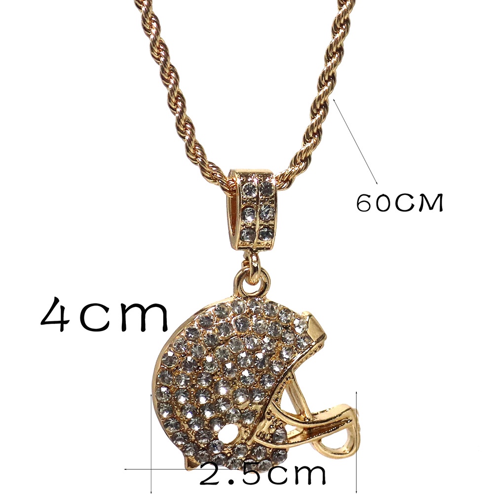 Hu Hu Hu Hu Hu Alat Bantu Pasang Kacamata♡ Kalung Liontin Bentuk Topi Rugby Aksen Berlian Imitasi Gaya Hip Hop Untuk Unisex