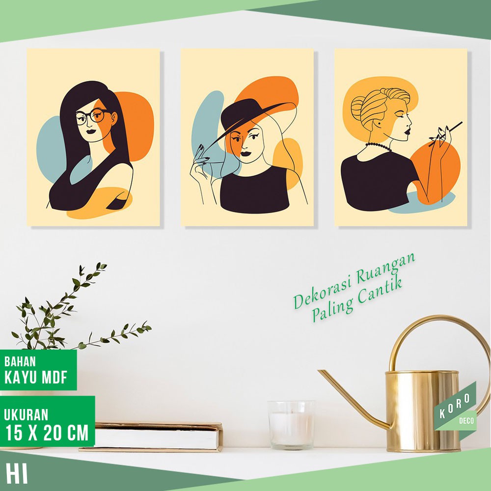 KORODECO - Poster Kayu Aestetic Hiasan Dinding abstrak Guci Hiasan Scandinavian Minimalis - HI
