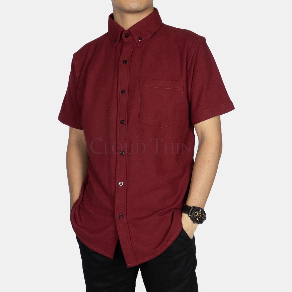 Kemeja Pria Lengan Pendek Merah | Red Original Cotton Pique Best Quality