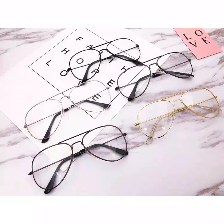 Kacamata Fashion Wanita EG4 Lensa Rangka Transparan Retro Vintage Metal Frame Eyeglasses KM31