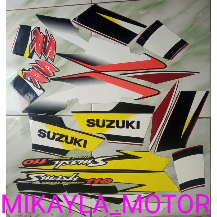 stiker striping suzuki smash sr 110 2005 - Merah