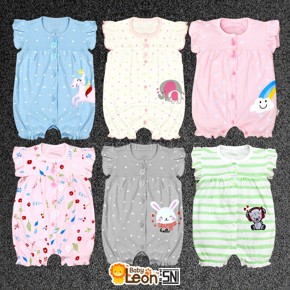 (0-6 Bln) GY-043 Jumper Kerut BABY LEON Jumpsuit Anak Balita Cewek Baju Bayi Jumsuit Bayi Perempuan