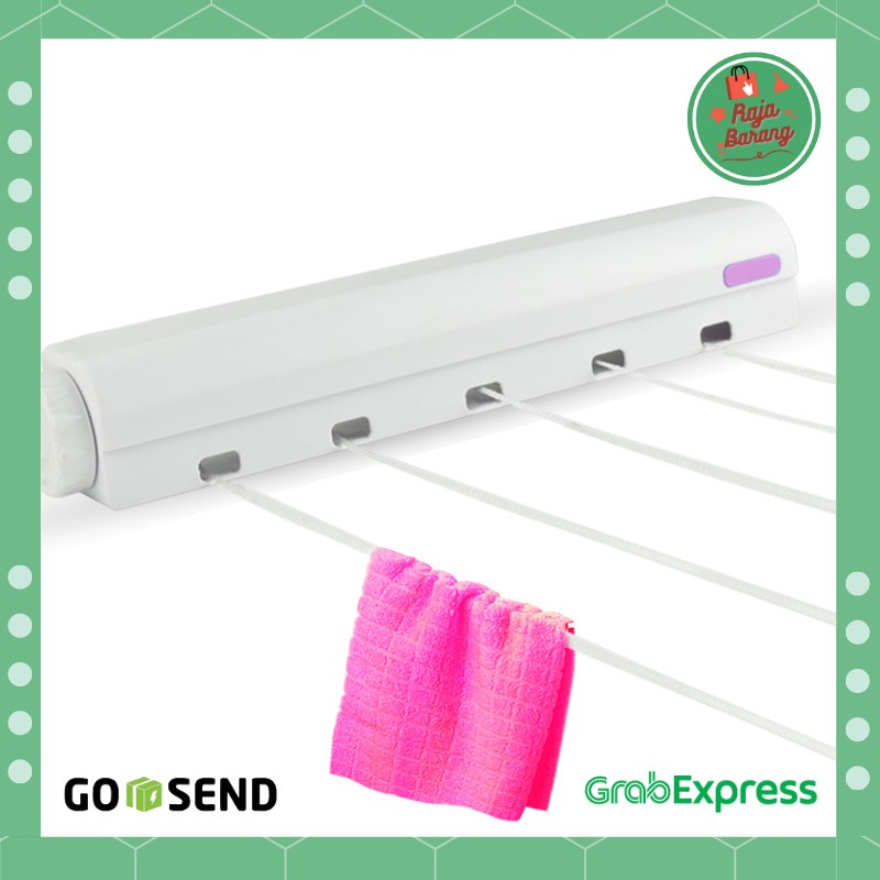 Alat Praktis Jemuran Baju Indoor dengan Tali Retracable 5 Tali