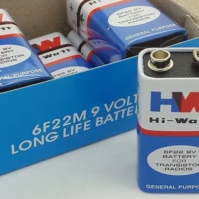 Baterai 9v / Battery 9 Volt / Baterai kotak Merk HW ( HI-Watt )