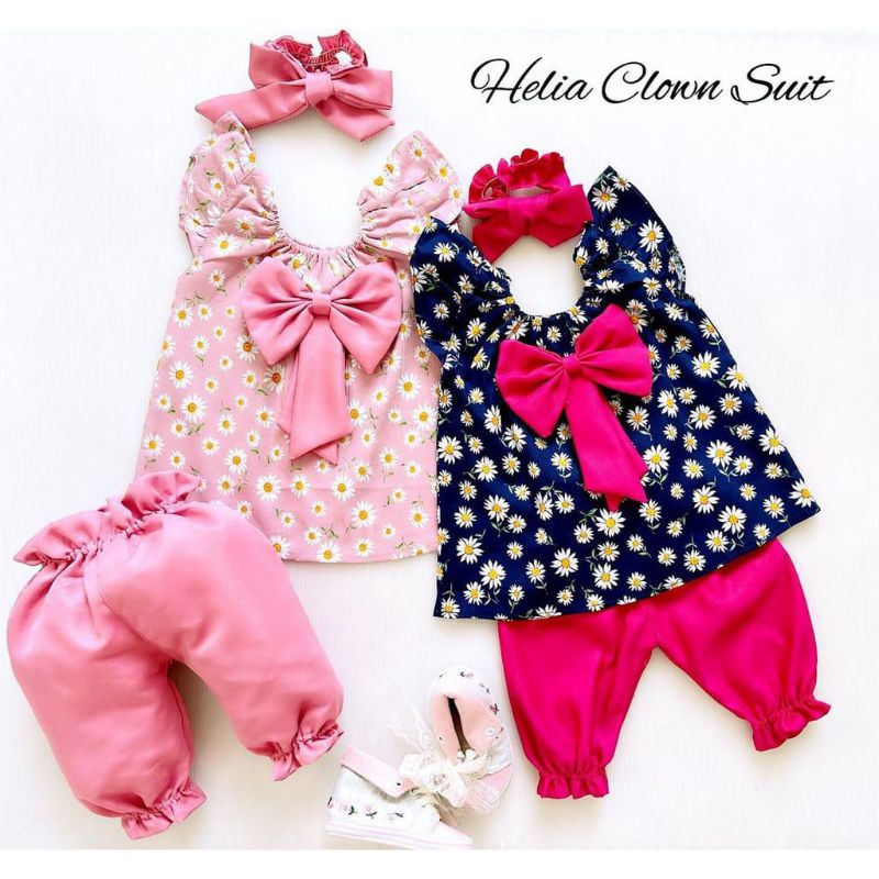 SETELAN BAJU BAYI PEREMPUAN SABRINA BAYI 0-18 BULAN FREE BANDANA HELIA CLOWN SUIT / SETELAN SABRINA BABYGIRL