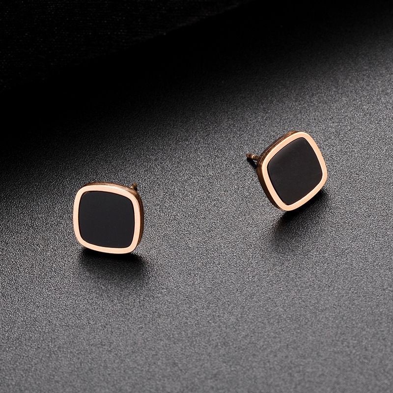 Anting Titanium Anti Karat Tidak Alergi Square Rosegold KP-9