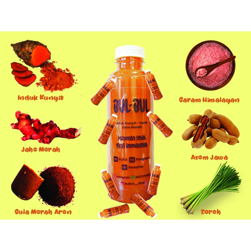 

Minuman kesehatan (Jahe Merah, Induk Kunyit, Sereh, Garam Himalayan, Asem jawa)