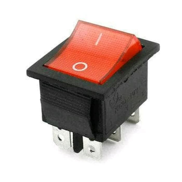 Switch / Saklar Besar Kotak Merah 6 Pin ON OFF Plus Lampu