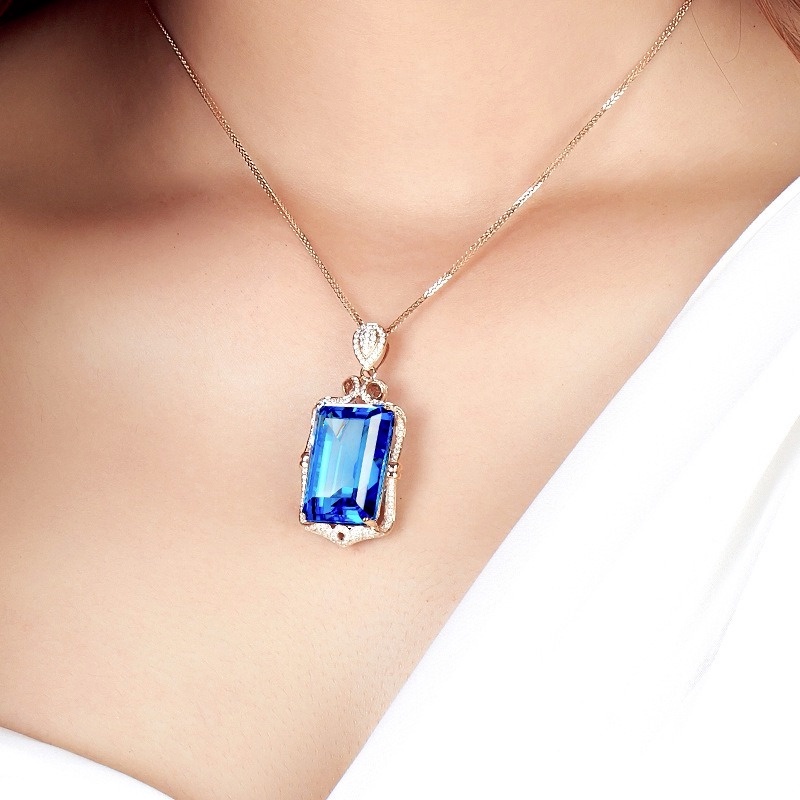 [Ready Stock]Fashion Luxury 18K Gold Plating Colorful Gemstone Pendant Necklace