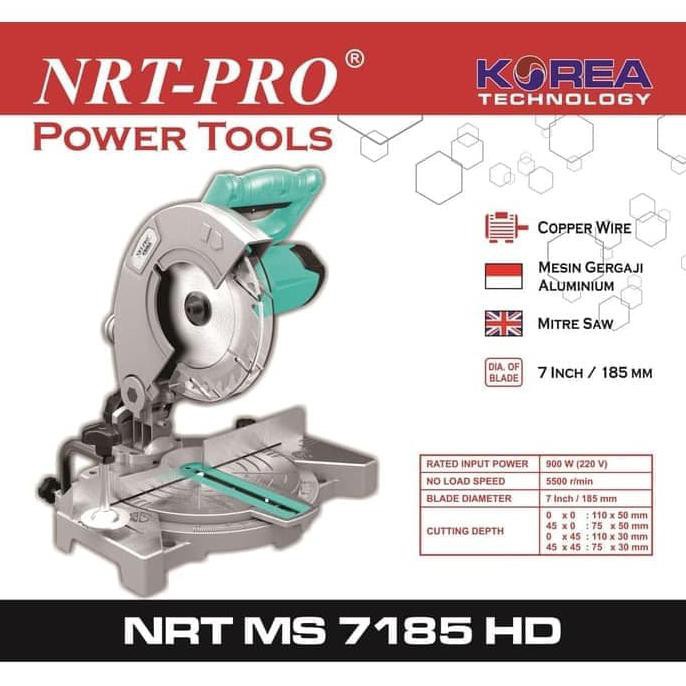 Best Produk] Mesin Mitre Saw 7" Nrt Pro 7185Hd Gulungan Tembaga Miter Saw Nrt-Pro