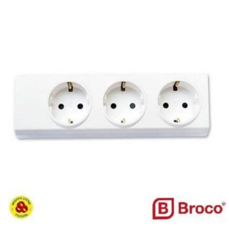 stop kontak 3 lubang BROCO 15330 / colokan listrik/