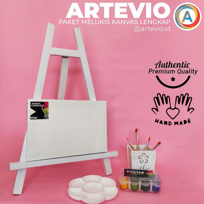 

Sale! Paket Kanvas Lukis Cat Lukis Kuas Palet Dan Easel Putih - 30 X 20 Murah