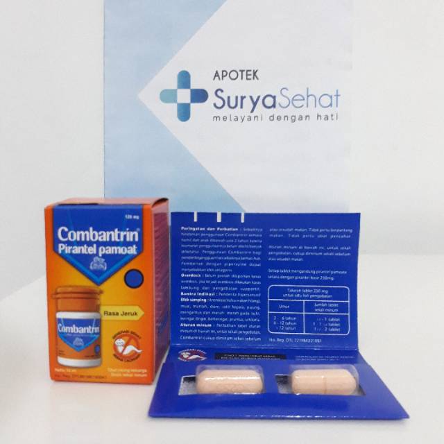 Combantrin Tablet 250mg / Sirup rasa Jeruk 125mg 10ml- Combantrin Suspensio