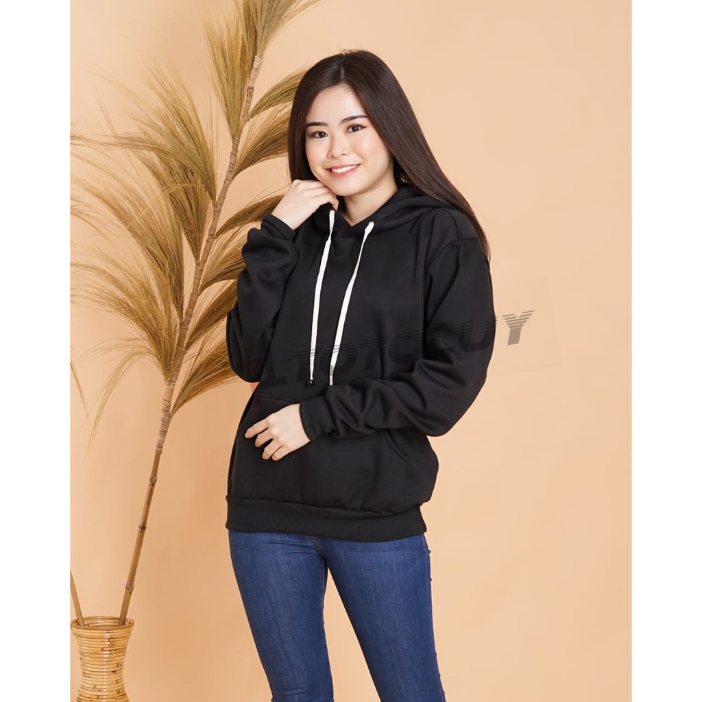 MUKZHOP - SWEATER HOODIE CEWEK UNISEX / SWETER POLOS / TOTOLUY / HITAM