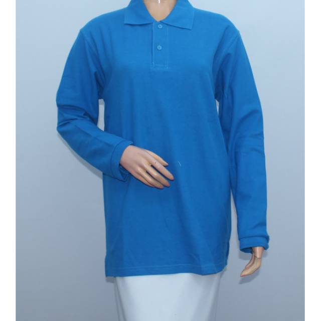 Kaos polos wangki lengan panjang warna biru turkis