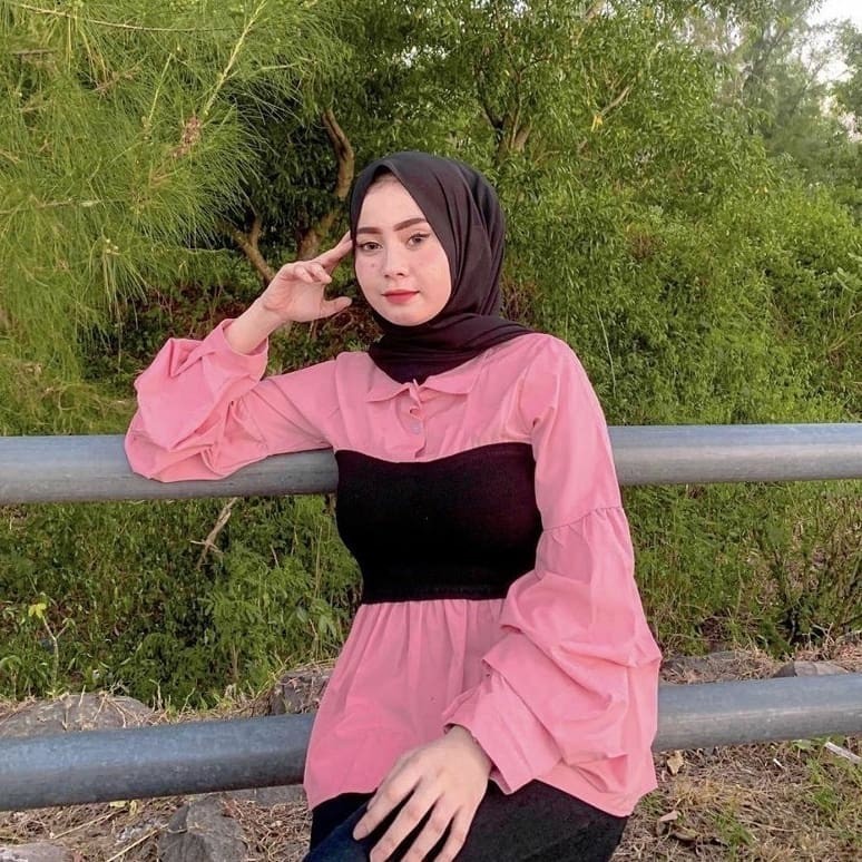 Olive Top Atasan Blouse Korean Style Fashion Remaja Muslim Terlaris