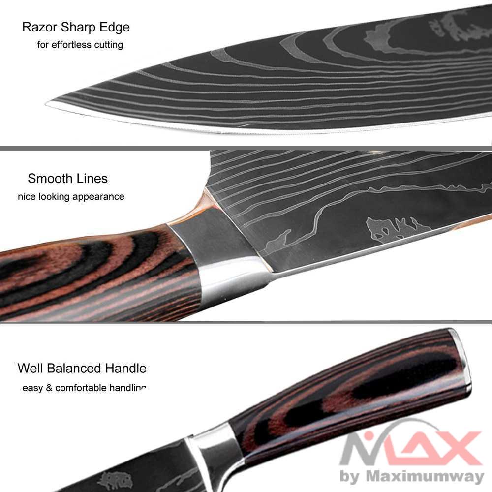 XITUO Pisau Dapur Baja 7CR17 kualitas Tinggi Super tajam Profesional  XITUO Stainless Steel Kitchen Knives Japanese Damascus Pattern Chef Knife Sets Cleaver Paring Santoku Slicing Utility Tool Qing High Quality Japanese Kitchen Knives Cutlery Set Stainles