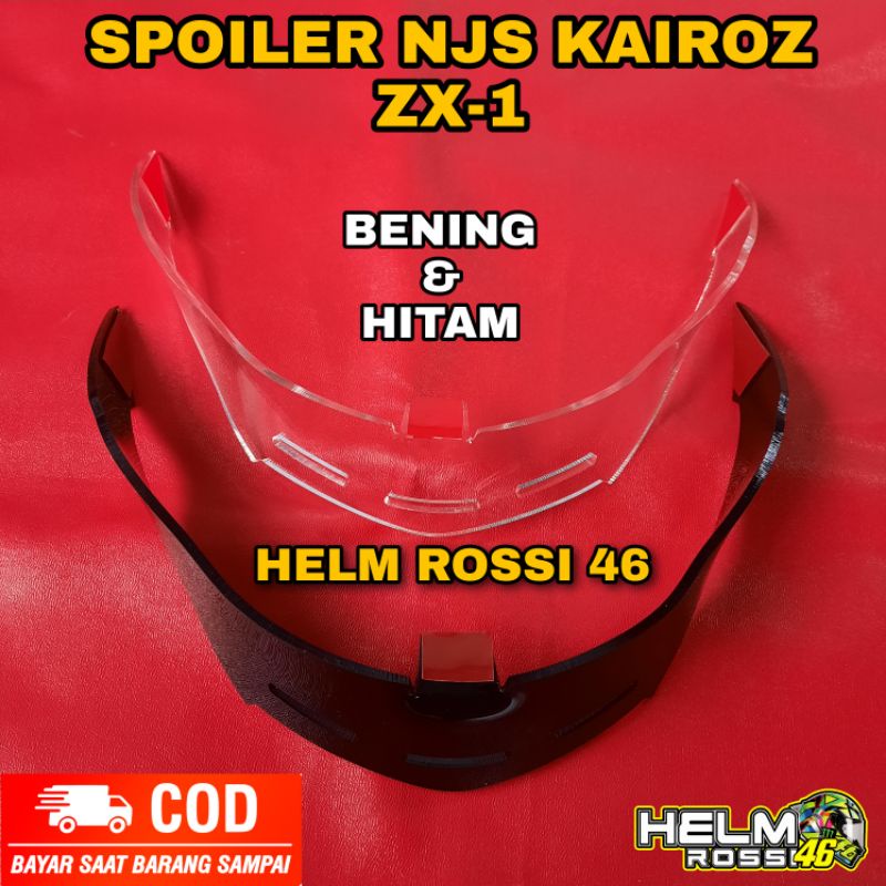 Spoiler Helm NJS KAIROZ ZX1 ZX-1 Hitam dan Bening sudah termasuk 3m