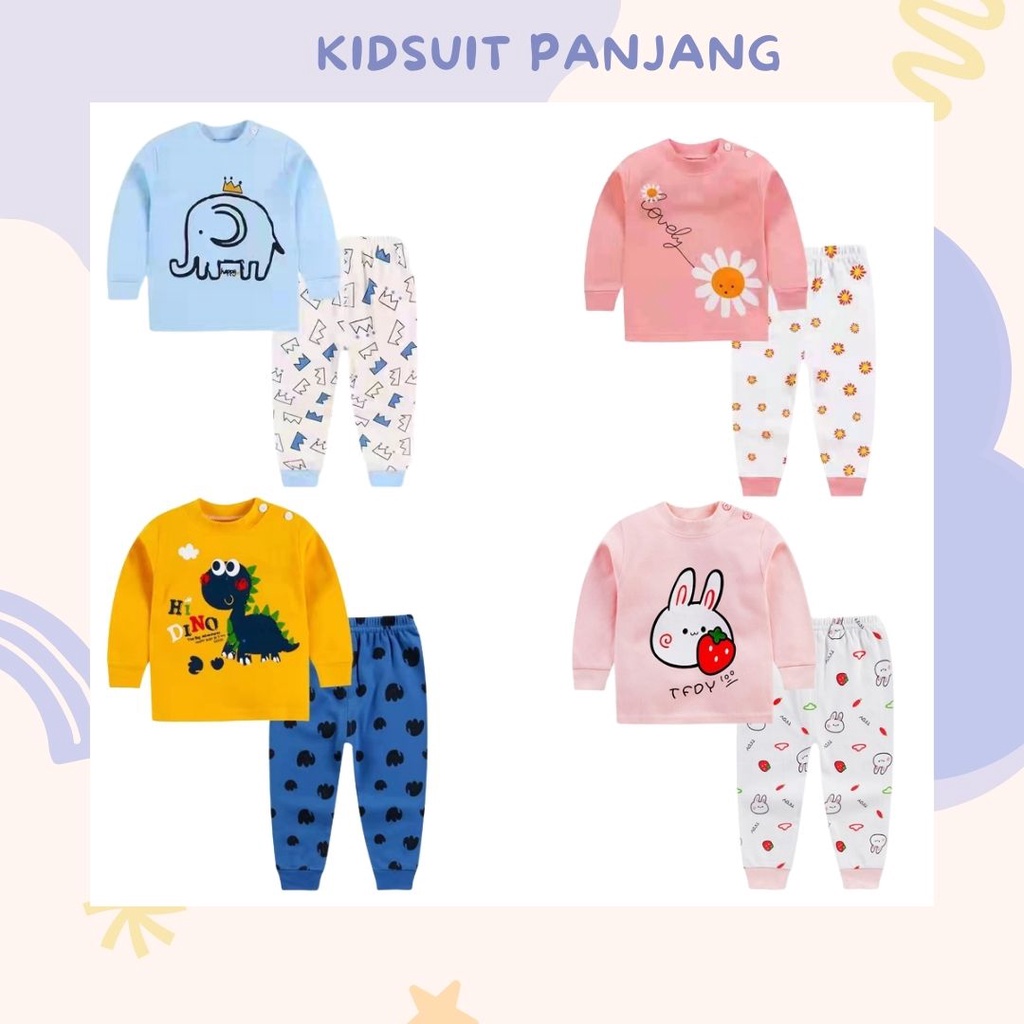 HappyOliver KIDS SUIT PANJANG H5 Setelan Anak Bahan Kaos Lengan + Celana Berkualitas Import cewek cowok NEW4