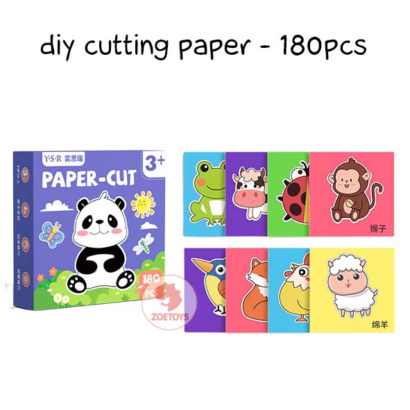 Zoetoys Diy Cutting Paper | Mainan Gunting Aktivitas Latihan Lembar Kerja Menggunting Papercut Art n Craft Cut Activity Set | Animal Origami Paper Craft Funny | Mainan Edukasi Anak