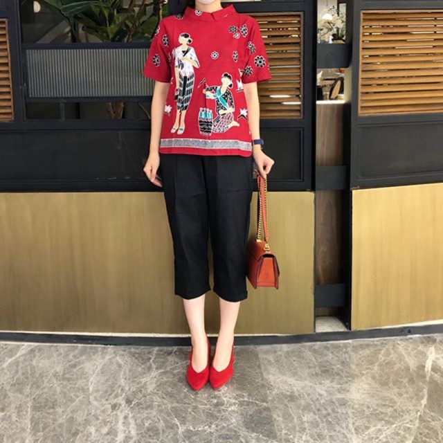 Lausboutique-Jamu Top-Atasan Batik Lucu-Atasan Batik Katun