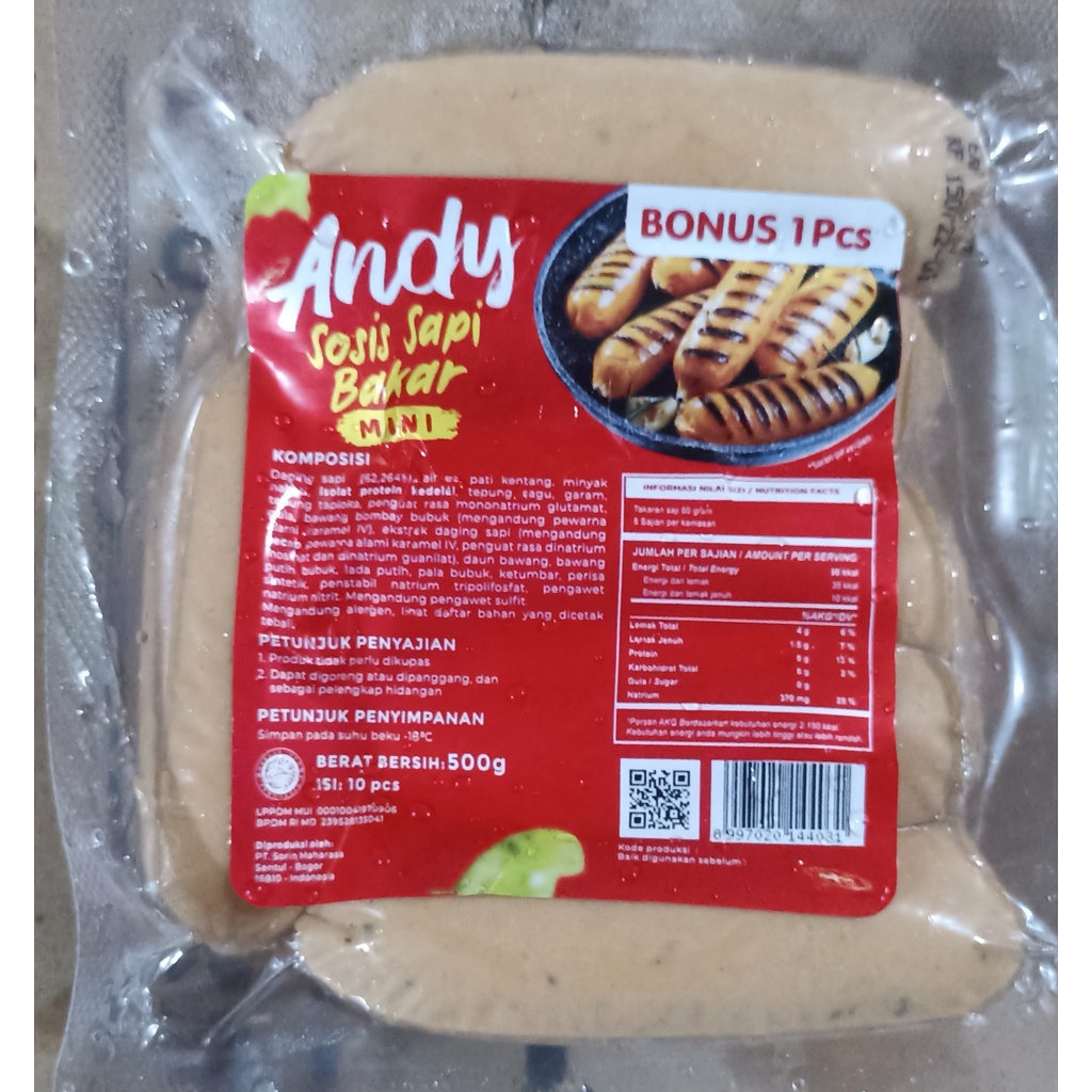 

Andy Sosis Sapi Bakar Original 500gram isi 10pcs bonus 1pcs