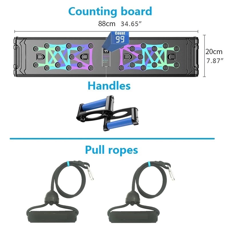 Alat Bantu Push-up Training Board Portable Counter Display with Pull Ropes - A602 - Black