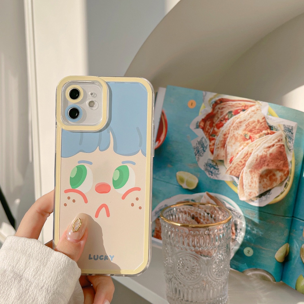 IPHONE Iphone7 8 PLUS X XR XS 11 12 13 14 MINI PRO MAX SE 2020 Wajah Kartun Belakang Kamera Lensa Pelindung Case
