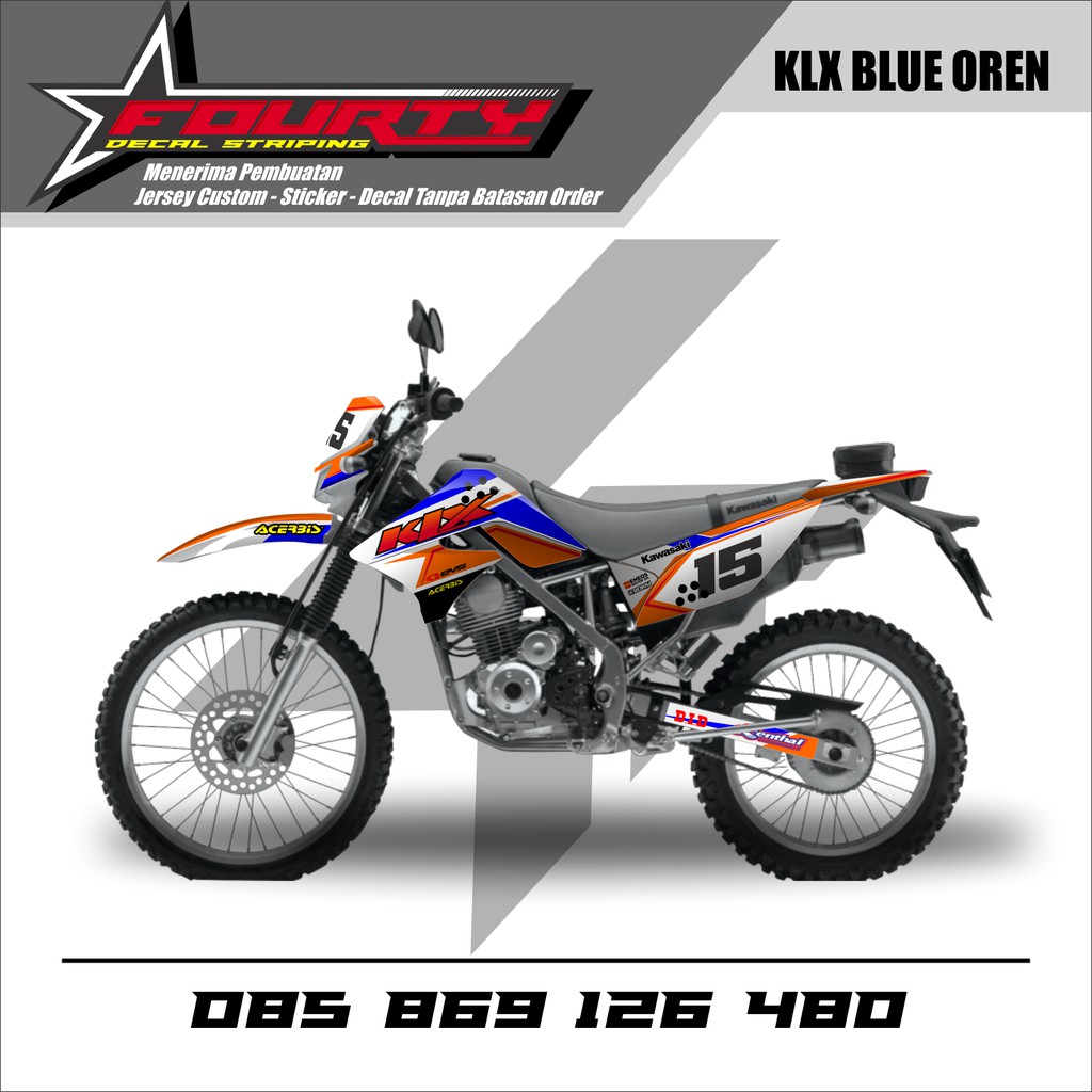 DECAL KLX LAMA OREN BIRU