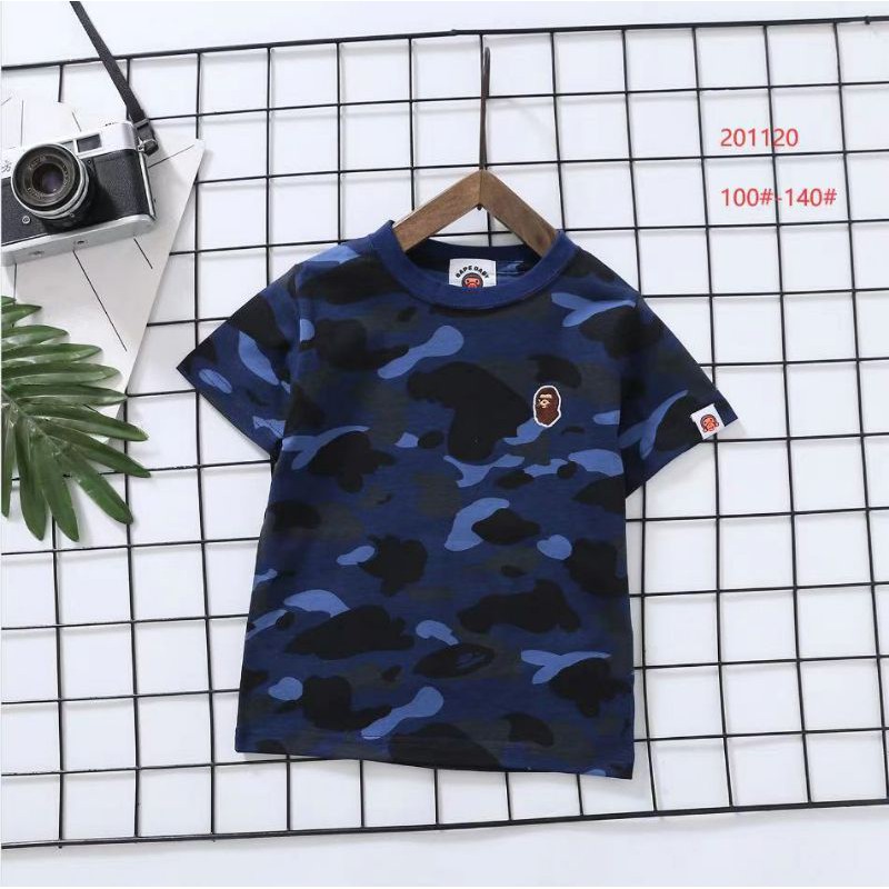 KAOS ANAK LAKI BAPE FULL CAMO BIRU BORDIR BAPE MIRROR QUALITY