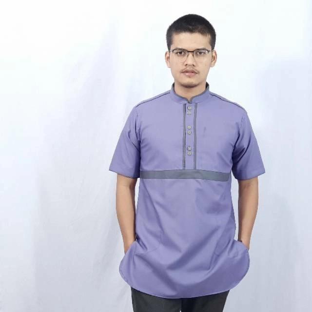 Baju Muslim Pria Gamis Koko Kurta Pakistan Ungu Lavender Soft Purple