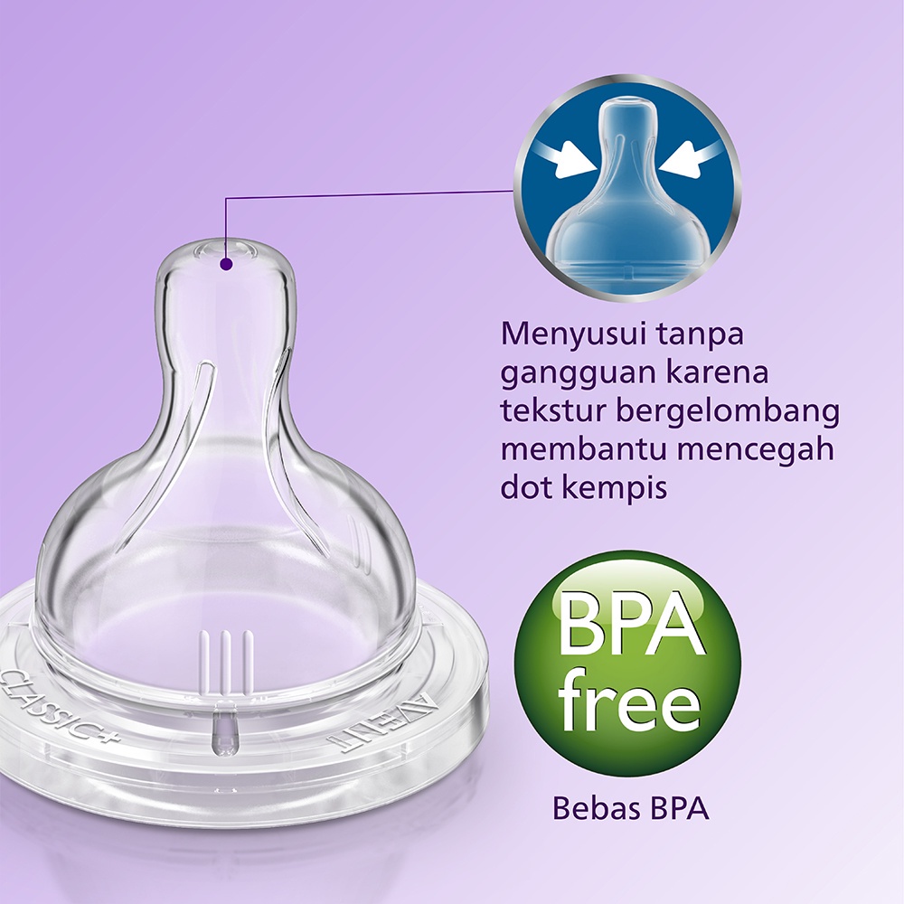 Nipple Philips Avent Teat Classic isi 2's karet dot klasik