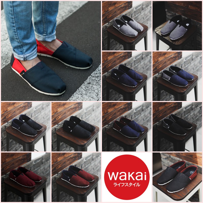 SM88 - Sepatu Wakai Selop Kasual Slip On Santai Simple Murah Keren Cowok / Pria / Laki-Laki